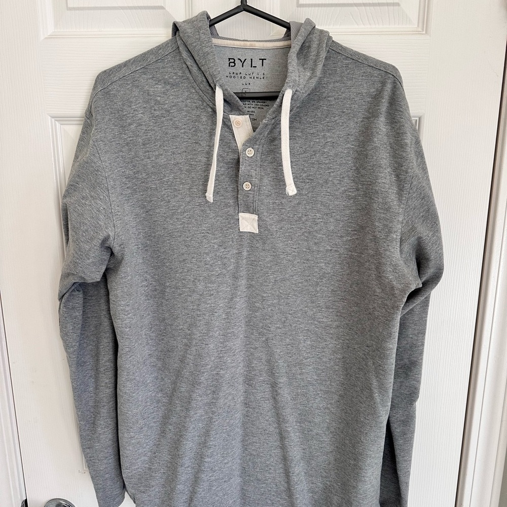 BYLT Gray Hoodie with Button Accents